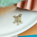 10Pcs Rhinestone Pearl Mickey Paw Charms Golden Pendants DIY Accessory