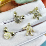 10Pcs Rhinestone Pearl Mickey Paw Charms Golden Pendants DIY Accessory