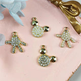 10Pcs Rhinestone Pearl Mickey Paw Charms Golden Pendants DIY Accessory