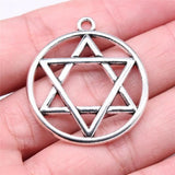 6pcs 39x35mm David Star Charm Round Pendant for Jewelry Making