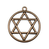 6pcs 39x35mm David Star Charm Round Pendant for Jewelry Making
