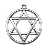 6pcs 39x35mm David Star Charm Round Pendant for Jewelry Making