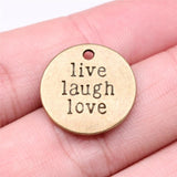 10pcs 20mm Antique Silver Plated Live Laugh Love Pendant Charm