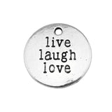 10pcs 20mm Antique Silver Plated Live Laugh Love Pendant Charm