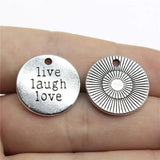 10pcs 20mm Antique Silver Plated Live Laugh Love Pendant Charm