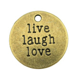 10pcs 20mm Antique Silver Plated Live Laugh Love Pendant Charm
