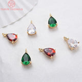 6PCS 6x8MM Brass Zircon Drop Pendants High DIY Jewelry Findings