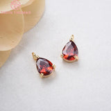 6PCS 6x8MM Brass Zircon Drop Pendants High DIY Jewelry Findings