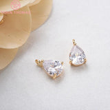 6PCS 6x8MM Brass Zircon Drop Pendants High DIY Jewelry Findings