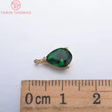 6PCS 6x8MM Brass Zircon Drop Pendants High DIY Jewelry Findings