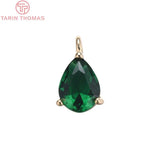 6PCS 6x8MM Brass Zircon Drop Pendants High DIY Jewelry Findings