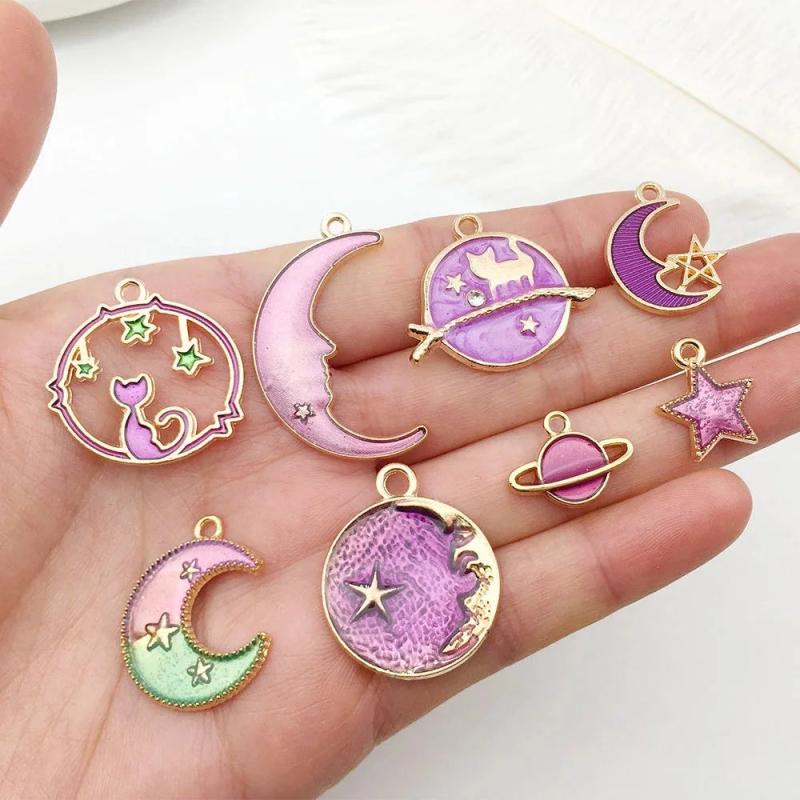 Assorted Star Moon Sky Enamel Charms Pack for DIY Jewelry Making