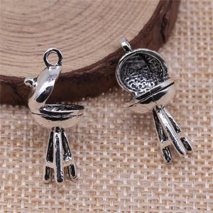 10pcs Antique Silver Plated BBQ Charms Pendant for Jewelry Making