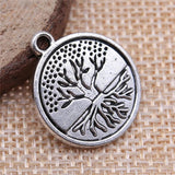 10pcs Tree Round Pendant Charms Antique Silver For Jewelry Making