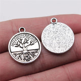 10pcs Tree Round Pendant Charms Antique Silver For Jewelry Making