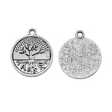 10pcs Tree Round Pendant Charms Antique Silver For Jewelry Making