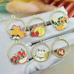 10pcs Wreath Fruit Enamel Metal Charms for Jewelry Making DIY Bracelet Finding
