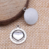 20pcs Round Heart Pendant Charms Antique Silver Plated Jewelry Findings