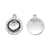 20pcs Round Heart Pendant Charms Antique Silver Plated Jewelry Findings