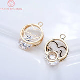 4PCS 12MM 24K Champagne Heart Charms Pendants DIY Jewelry