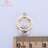 4PCS 12MM 24K Champagne Heart Charms Pendants DIY Jewelry