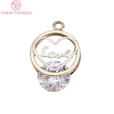 4PCS 12MM 24K Champagne Heart Charms Pendants DIY Jewelry