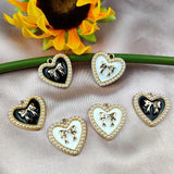 10pcs Pearl Bow Heart Charms Jewelry DIY Accessory Love Shapes