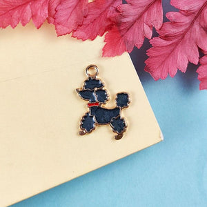 20pcs Poodle Dog Enamel Metal Charms for Jewelry Making DIY 20*16mm