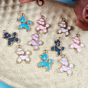 20pcs Poodle Dog Enamel Metal Charms for Jewelry Making DIY 20*16mm