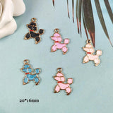 20pcs Poodle Dog Enamel Metal Charms for Jewelry Making DIY 20*16mm