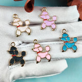 20pcs Poodle Dog Enamel Metal Charms for Jewelry Making DIY 20*16mm