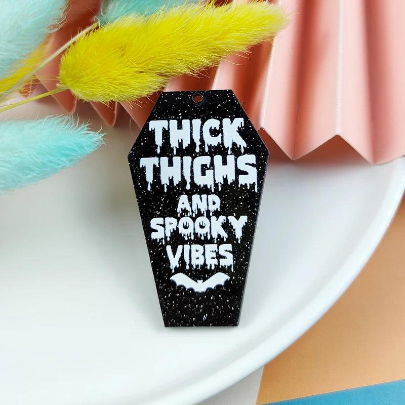 10pcs/pack Glitter Thick Thighs And Spooky Vibes Halloween Charms