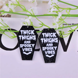 10pcs/pack Glitter Thick Thighs And Spooky Vibes Halloween Charms