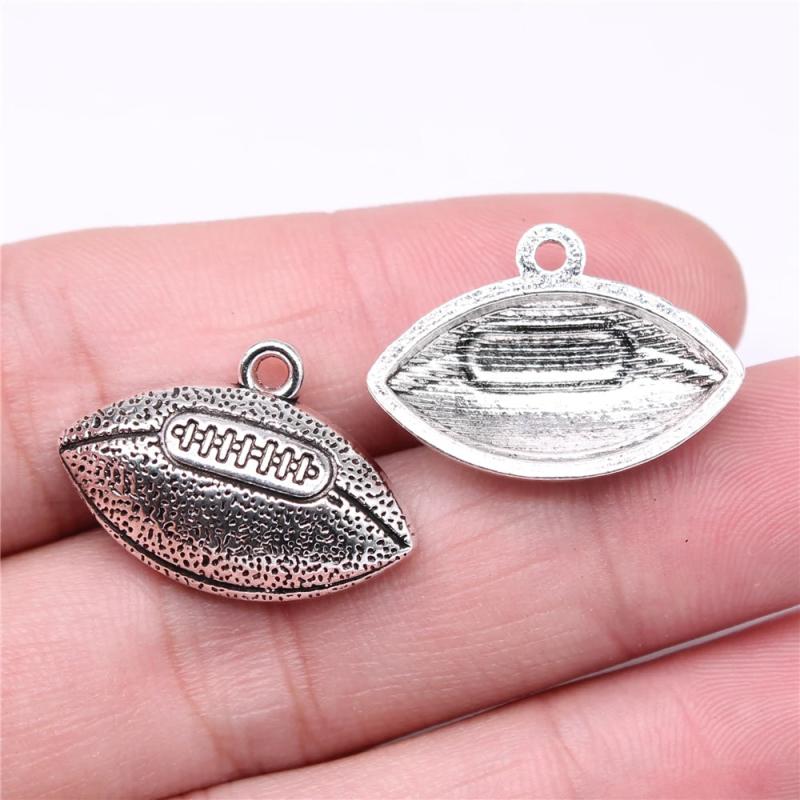 10pcs Football Charms Antique Silver Pendant DIY Jewelry Making Findings