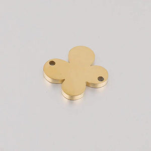 5PCS Double Hole Stainless Steel Flower Clover Charms Pendant