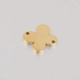 5PCS Double Hole Stainless Steel Flower Clover Charms Pendant