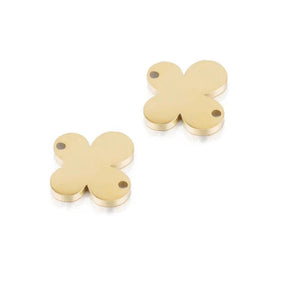 5PCS Double Hole Stainless Steel Flower Clover Charms Pendant