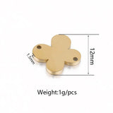 5PCS Double Hole Stainless Steel Flower Clover Charms Pendant