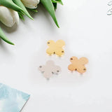 5PCS Double Hole Stainless Steel Flower Clover Charms Pendant
