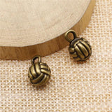 10pcs 10mm Antique Silver Plated 3D Volleyball Pendant Charm