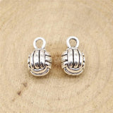 10pcs 10mm Antique Silver Plated 3D Volleyball Pendant Charm