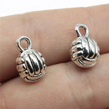 10pcs 10mm Antique Silver Plated 3D Volleyball Pendant Charm