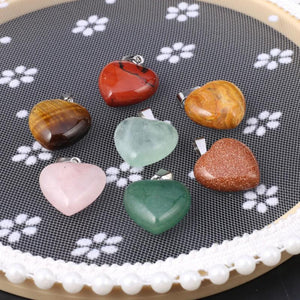 2 PCS Love Shape Agate Tiger Eye Pendant DIY Charm Jewelry Making