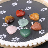 2 PCS Love Shape Agate Tiger Eye Pendant DIY Charm Jewelry Making