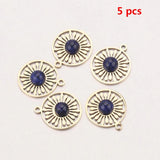 5pcs Stainless Steel Charms Natural Stone Flower Pendants for Jewelry Making