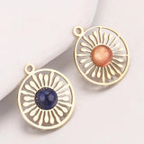 5pcs Stainless Steel Charms Natural Stone Flower Pendants for Jewelry Making