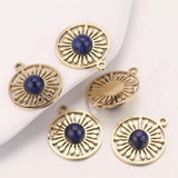 5pcs Stainless Steel Charms Natural Stone Flower Pendants for Jewelry Making