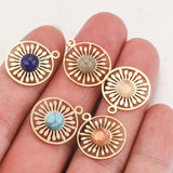 5pcs Stainless Steel Charms Natural Stone Flower Pendants for Jewelry Making