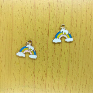 10pcs Rainbow Cloud Enamel Charm Horse Pendant DIY Jewelry Making