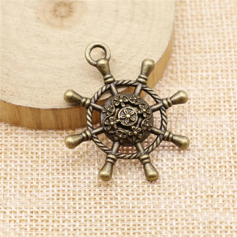 4pcs 40x35mm Rudder Charms Antique Bronze Jewelry Findings
